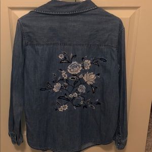 American Eagle Denim Embroidered Flannel